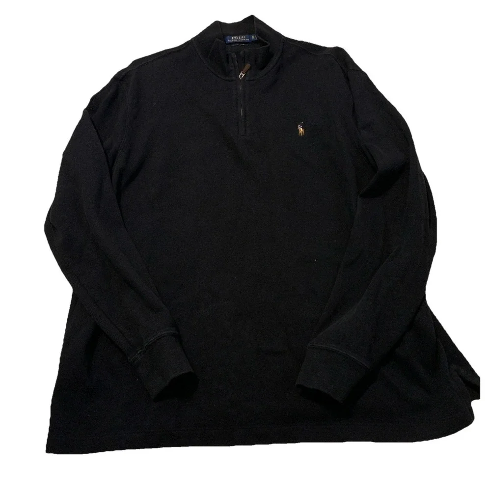 polo ralph lauren mens polo shirt Long sleeve Size XL Black 100 Cotton
